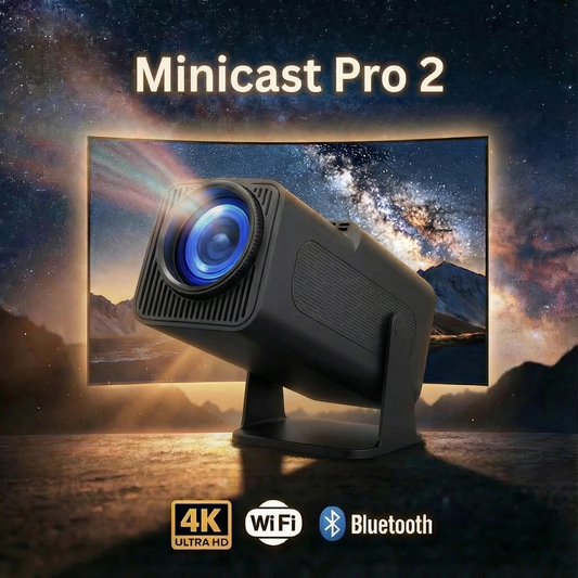 MiniCast Pro 2 – Smart Miniprojektor med Bluetooth och WiFi, (2026 Modell)